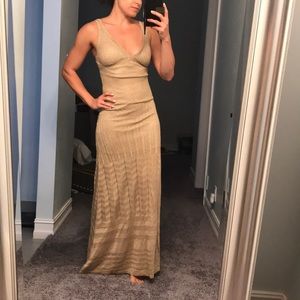 XOXO Gold Shimmer Maxi Dress